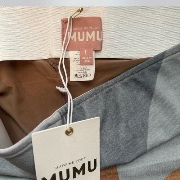 Show Me Your MuMu Maren Blue and Brown Flare Pants - Picture 3 of 5